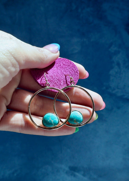 Campitos Turquoise & Gold Alchemia Hoop Earrings