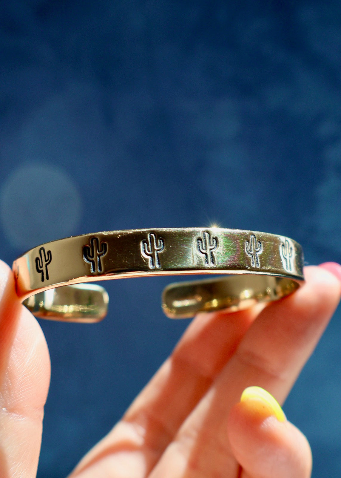 Electric Desert Cactus Cuff Stacker Bracelet