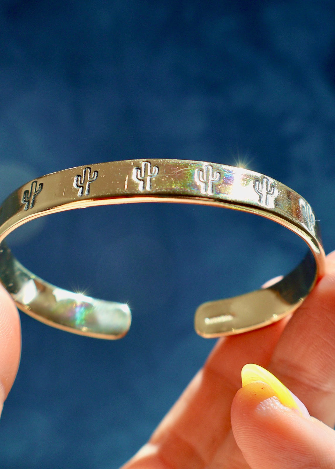 Electric Desert Cactus Cuff Stacker Bracelet