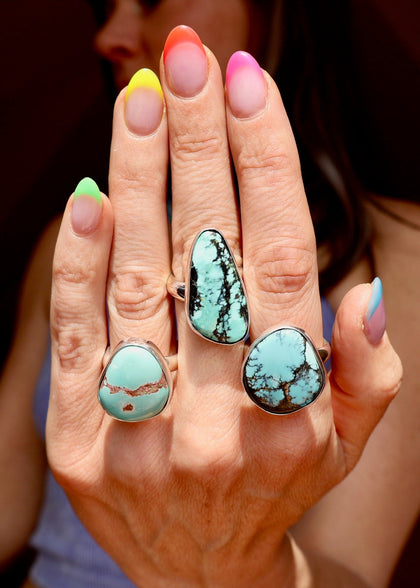 Turquoise Adjustable Ring in Sterling Silver