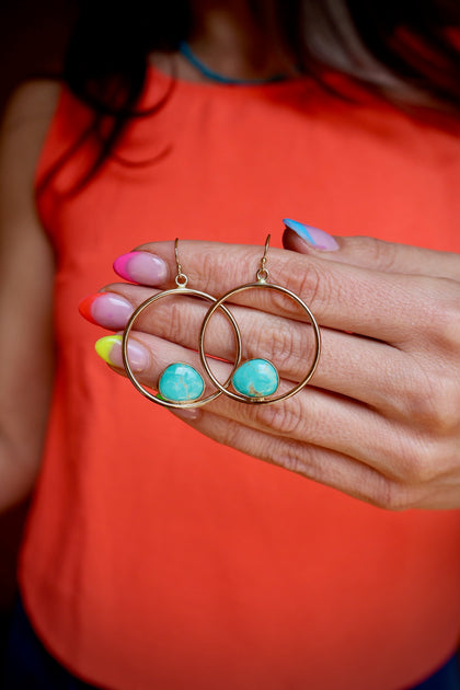 Campitos Turquoise & Gold Alchemia Hoop Earrings