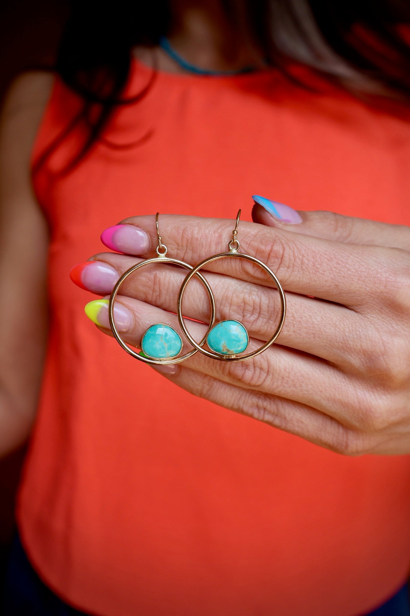 Campitos Turquoise & Gold Alchemia Hoop Earrings E53