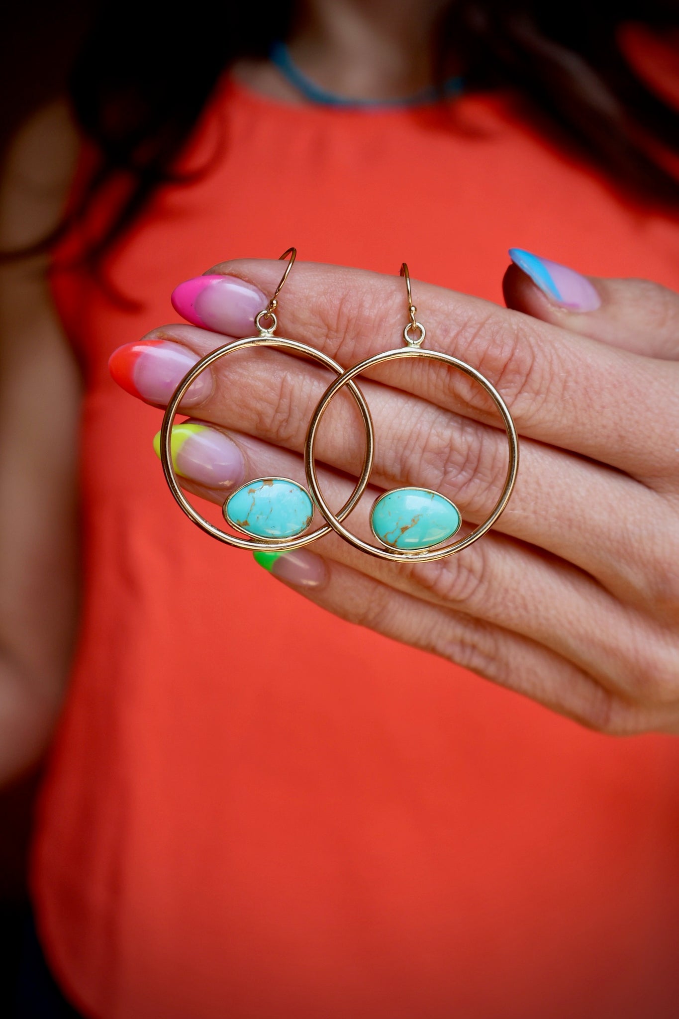 Campitos Turquoise & Gold Alchemia Hoop Earrings E52