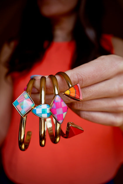 Checkerboard Stacker Cuff Bracelet