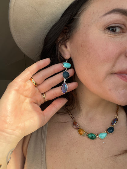 Winter Rainbows Multi Stone Earrings Sterling Silver