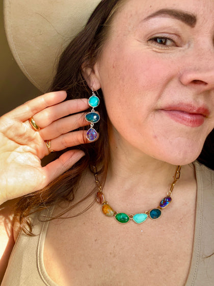 Winter Rainbows Multi Stone Earrings Sterling Silver