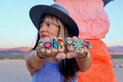 Checkerboard Aurora Opal Adjustable Ring in Gold Alchemia