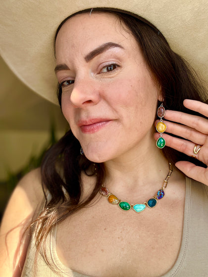 Winter Rainbows Multi Stone Earrings Sterling Silver