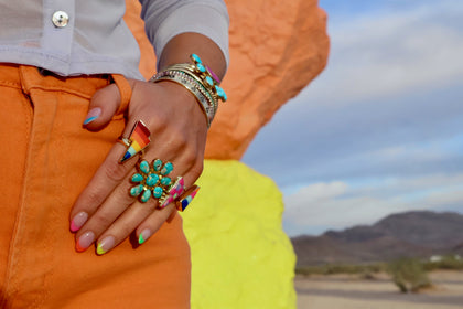 Lightning Bolt Vintage Pool Ball Adjustable Ring in Gold Alchemia