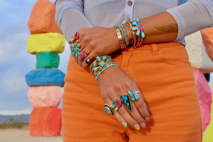 Faceted Turquoise Stretch Bracelet