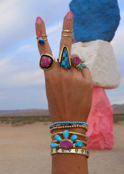 Electric Desert Cactus Cuff Stacker Bracelet
