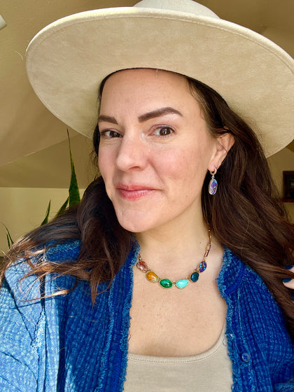 Purple Mojave Turquoise & Sterling Silver Huggie Earrings