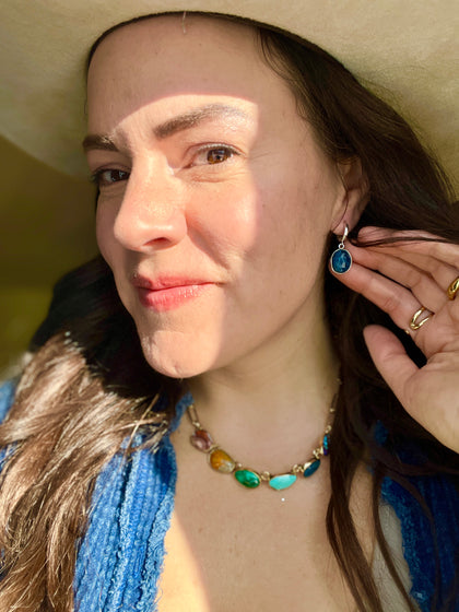 Kyanite & Sterling Silver Huggie Earrings