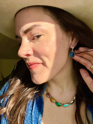 Kyanite & Sterling Silver Huggie Earrings W37