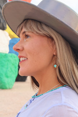 Campitos Turquoise & Sterling Silver Hoop Earrings E55