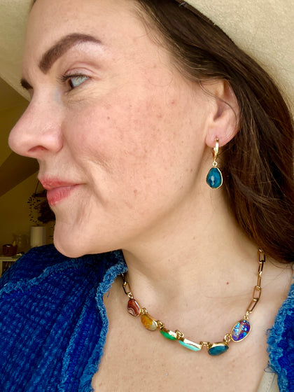 Kyanite & Gold Fill Huggie Earrings