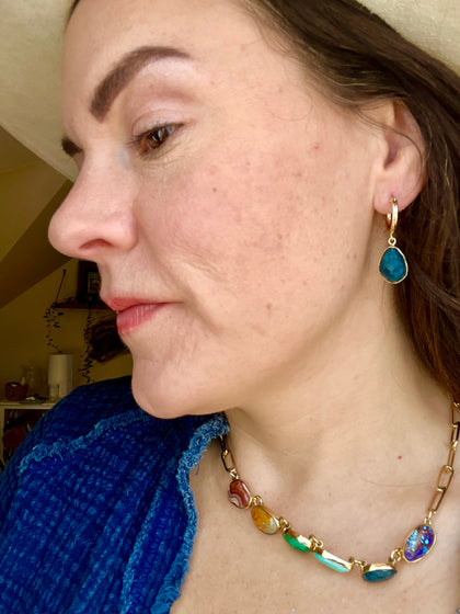 Kyanite & Gold Fill Huggie Earrings