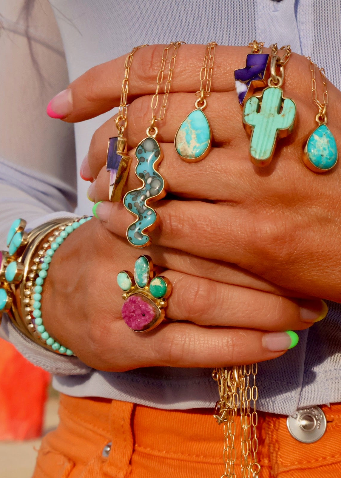Electric Desert Mojave Turquoise Bolt Necklace E33
