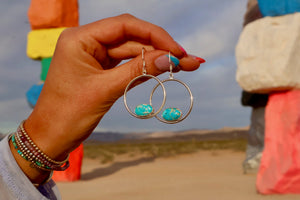 Campitos Turquoise & Sterling Silver Hoop Earrings E55