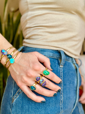 Deep Blue Kyanite & Gold Alchemia Cuff Bracelet W51