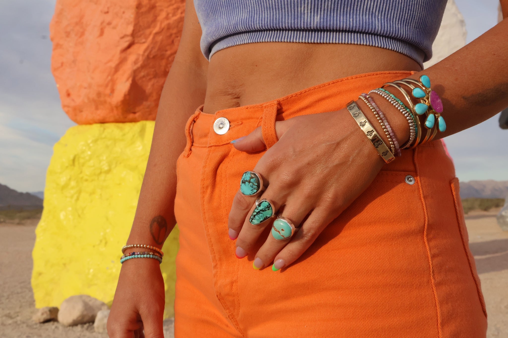 Royston Turquoise Adjustable Ring in Sterling Silver E26