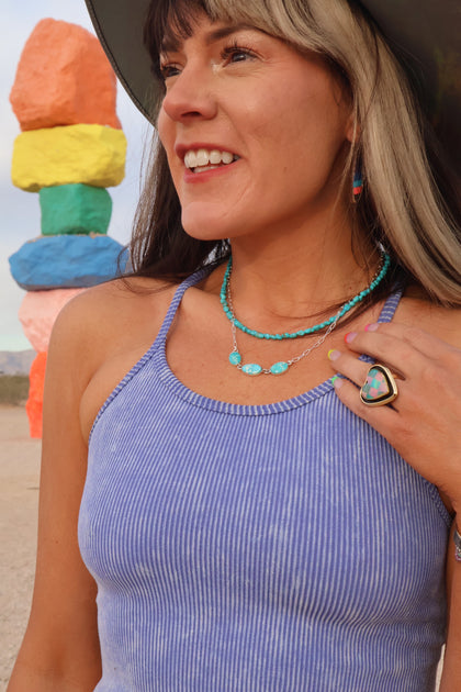 White Water Triple Turquoise Necklace with Gold Fill Chain