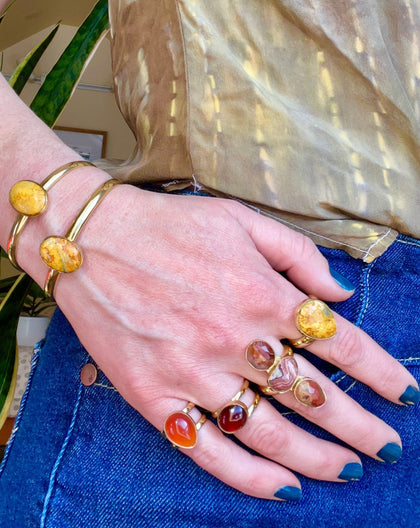 Bumble Bee Jasper & Gold Alchemia Adjustable Ring