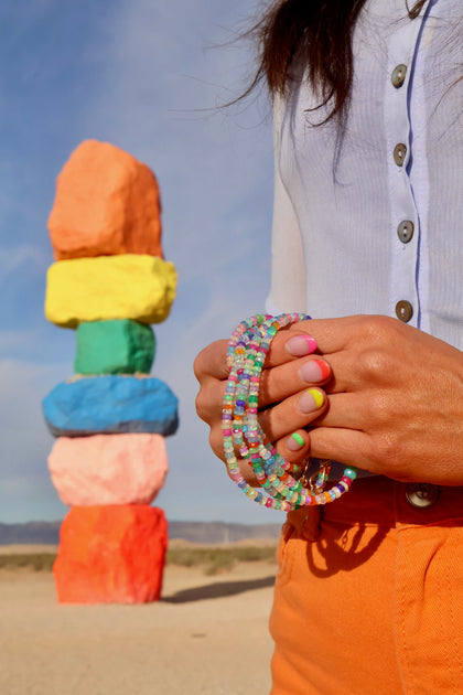 Diamond Clasp Neon Rainbow Faceted Opal Necklace with Campitos Turquoise Heart Pendant