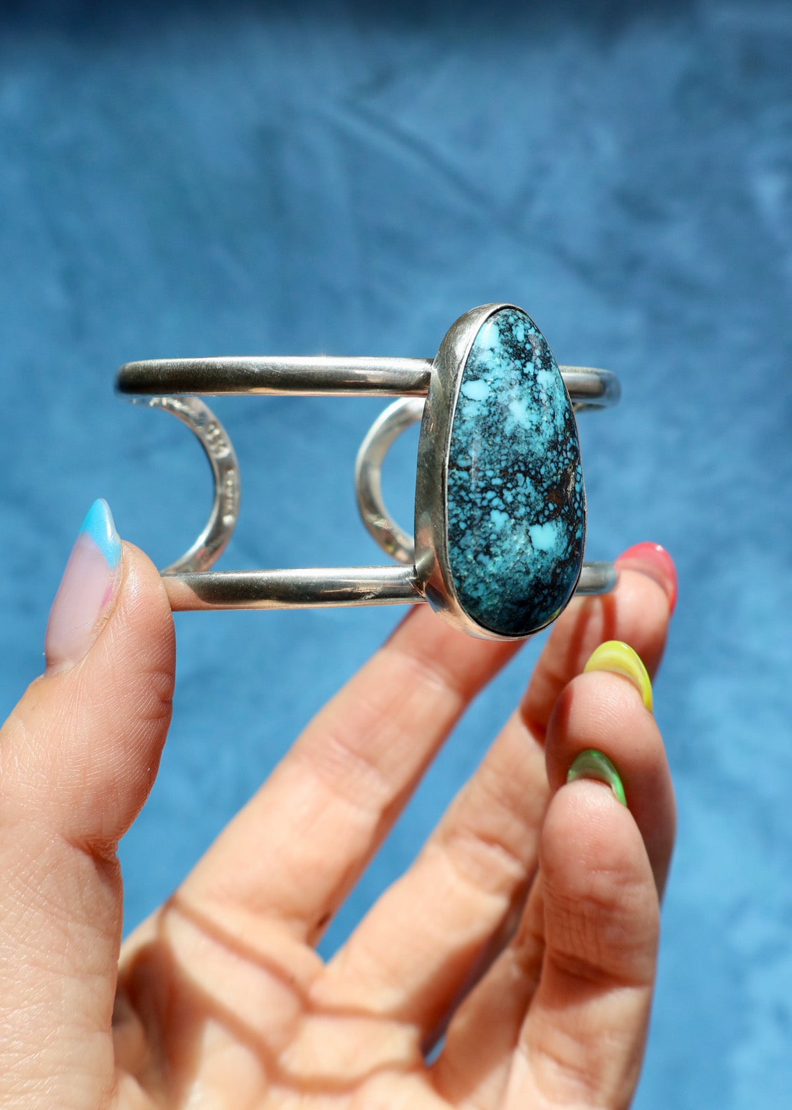 Cloud Mountain Turquoise Cuff Bracelet in Sterling SIlver