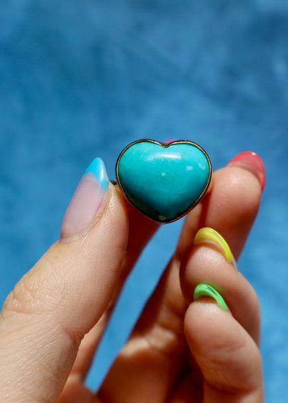 Turquoise Heart Adjustable Ring in Gold Alchemia