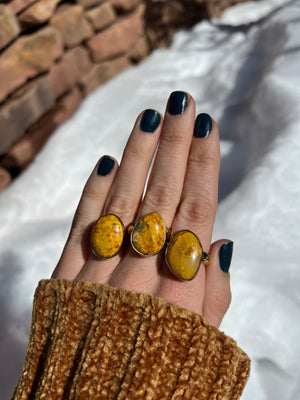 Bumble Bee Jasper & Gold Alchemia Adjustable Ring W2