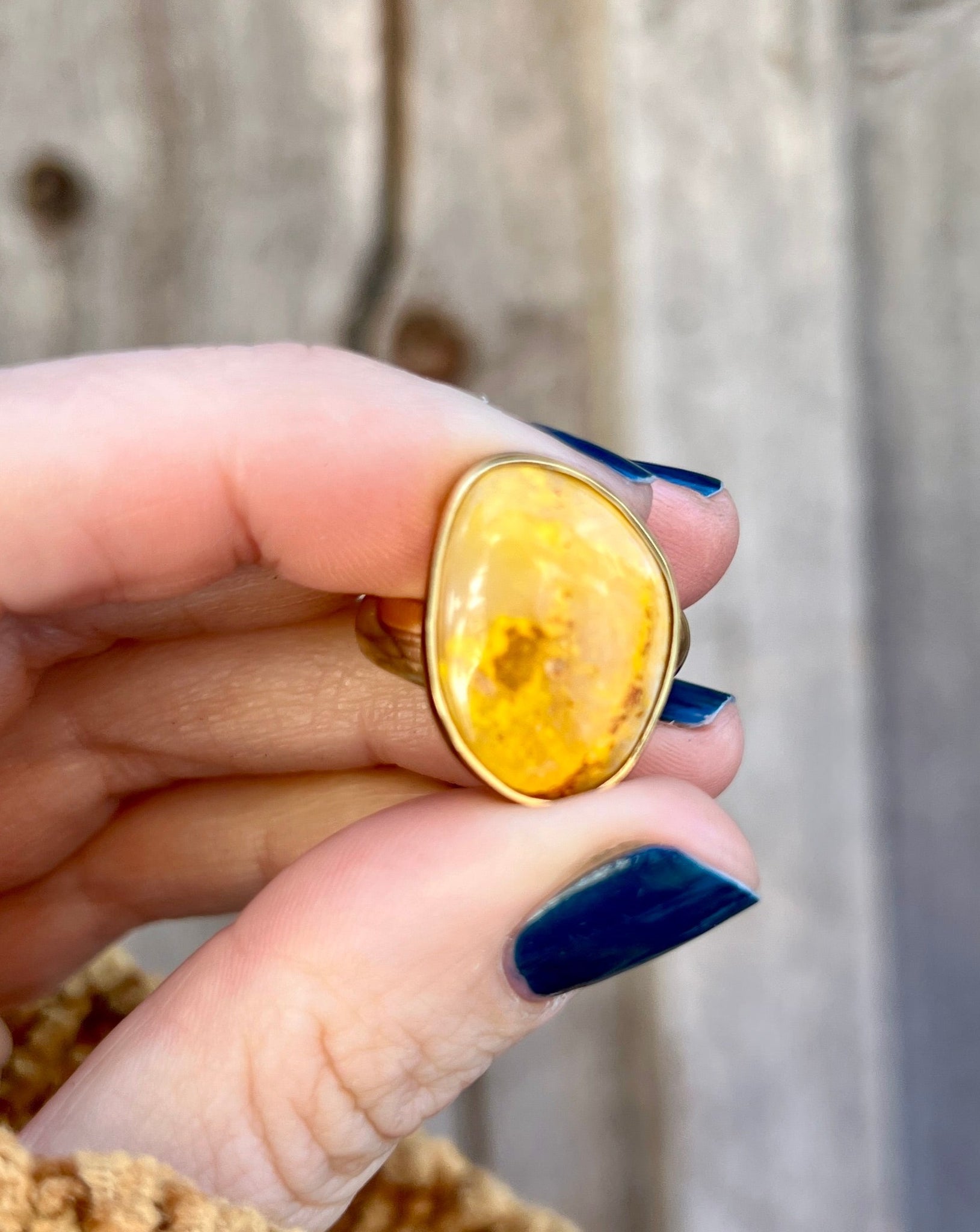 Bumble Bee Jasper & Gold Alchemia Adjustable Ring W1