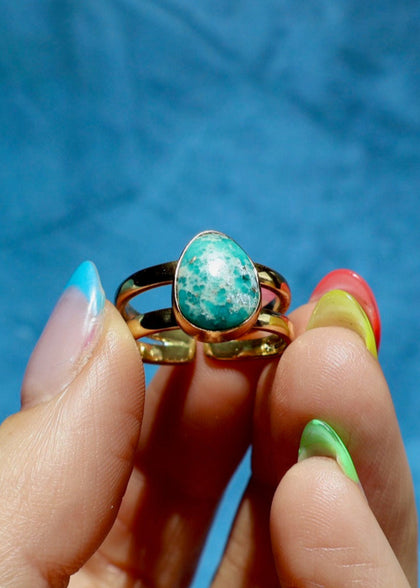 White Water Turquoise Adjustable Ring in Gold Alchemia