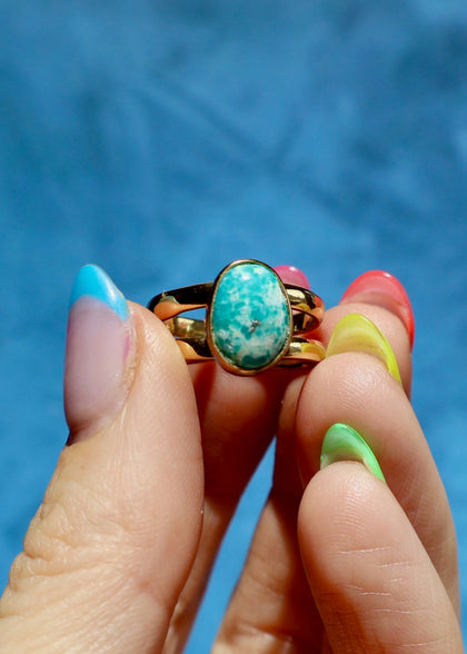 White Water Turquoise Adjustable Ring in Gold Alchemia