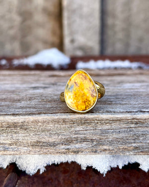 Bumble Bee Jasper & Gold Alchemia Adjustable Ring W3