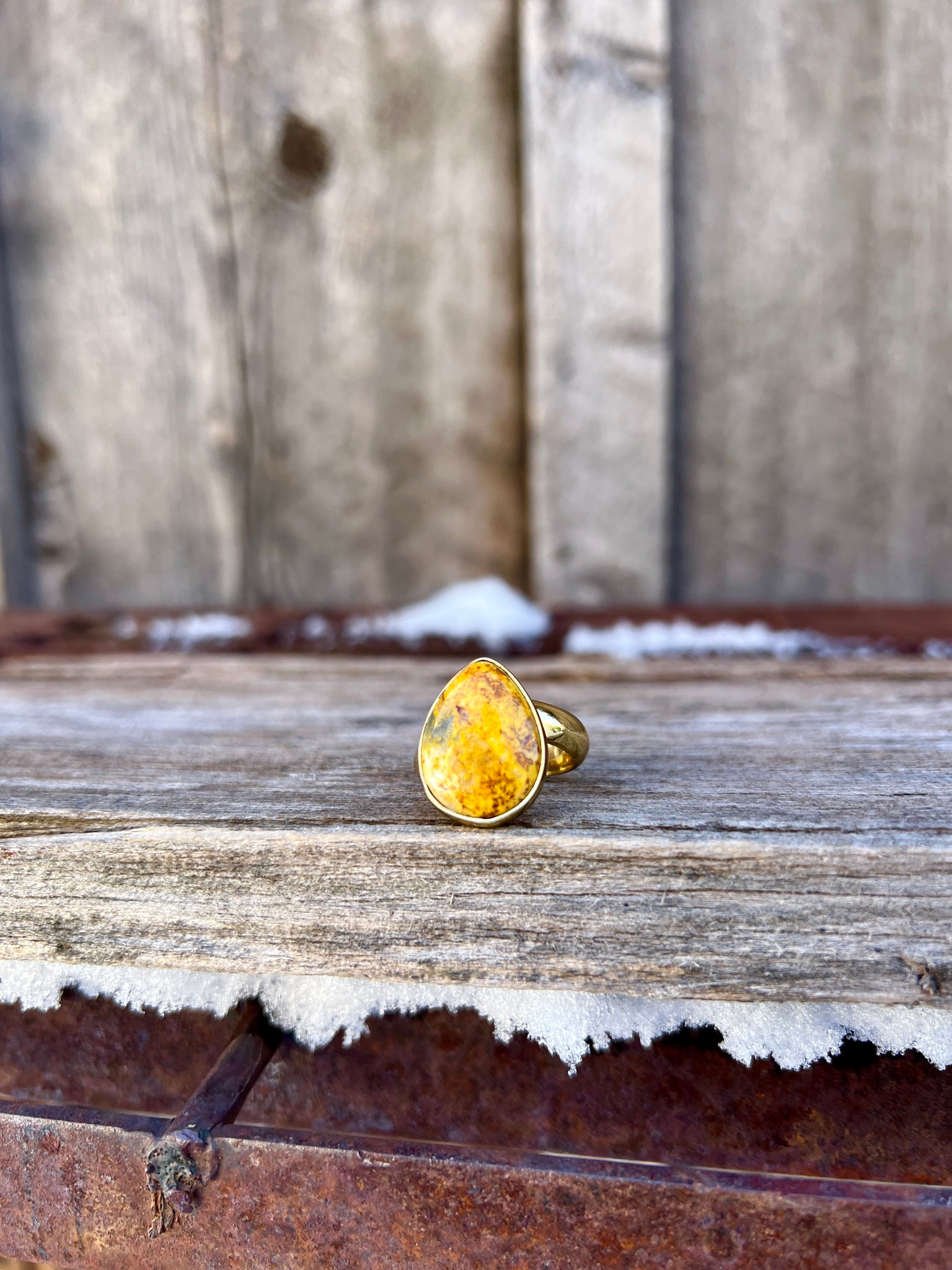 Bumble Bee Jasper & Gold Alchemia Adjustable Ring W3