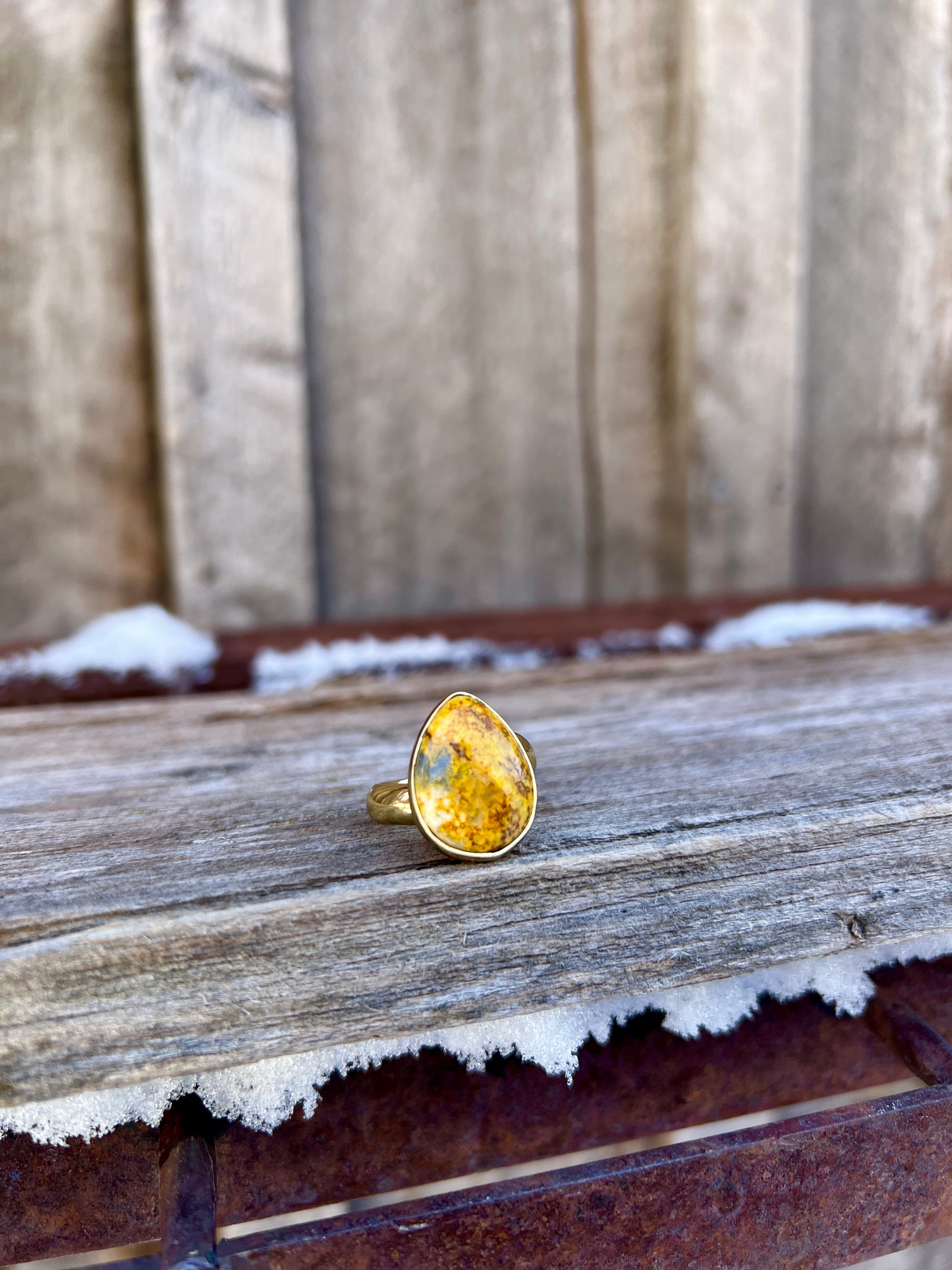 Bumble Bee Jasper & Gold Alchemia Adjustable Ring W3