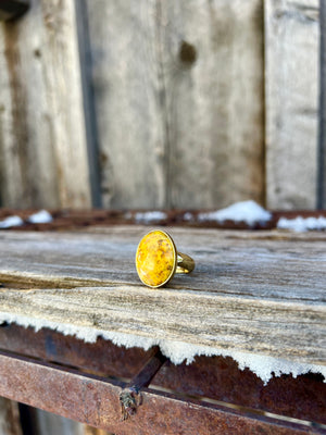 Bumble Bee Jasper & Gold Alchemia Adjustable Ring W2