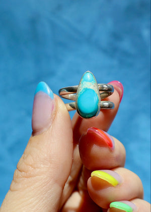 White Water Turquoise Adjustable Ring in Sterling Silver E67