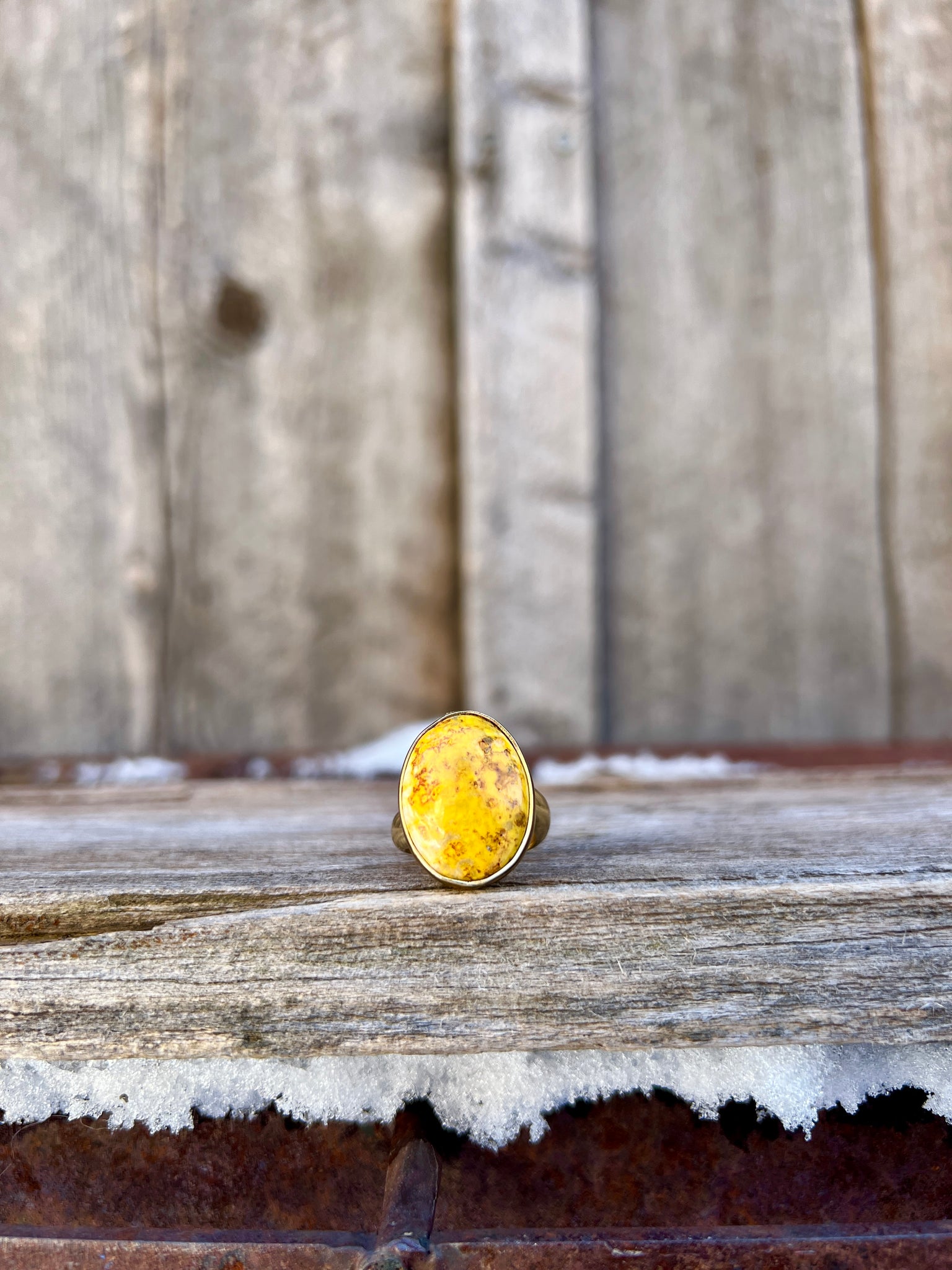 Bumble Bee Jasper & Gold Alchemia Adjustable Ring W2