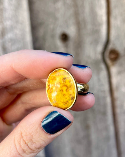 Bumble Bee Jasper & Gold Alchemia Adjustable Ring