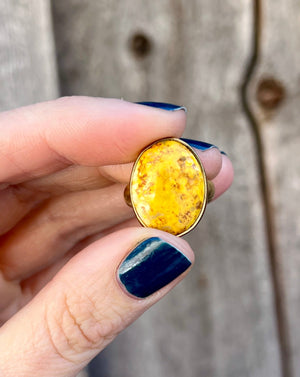 Bumble Bee Jasper & Gold Alchemia Adjustable Ring W2