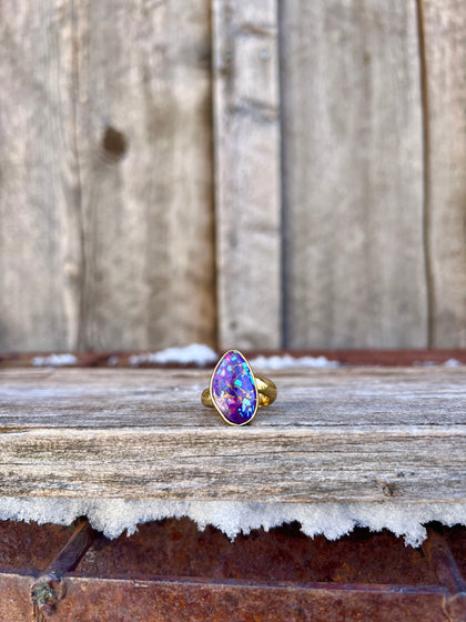 Purple Mojave Turquoise & Gold Alchemia Adjustable Ring