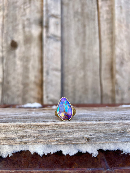 Purple Mojave Turquoise & Gold Alchemia Adjustable Ring
