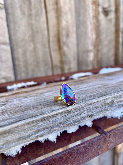 Purple Mojave Turquoise & Gold Alchemia Adjustable Ring