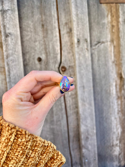 Purple Mojave Turquoise & Gold Alchemia Adjustable Ring