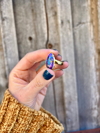 Purple Mojave Turquoise & Gold Alchemia Adjustable Ring