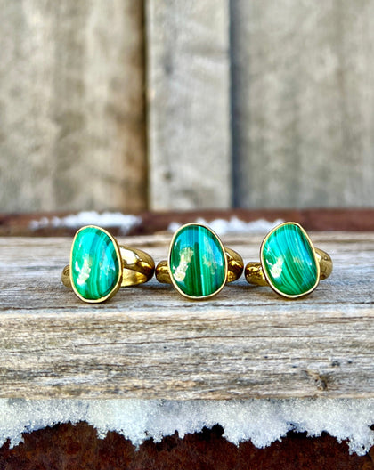Malachite & Gold Alchemia Adjustable Ring