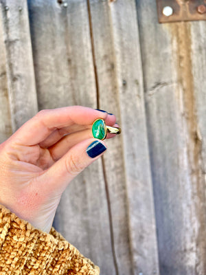 Malachite & Gold Alchemia Adjustable Ring W10