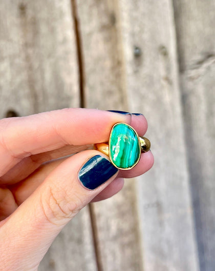 Malachite & Gold Alchemia Adjustable Ring